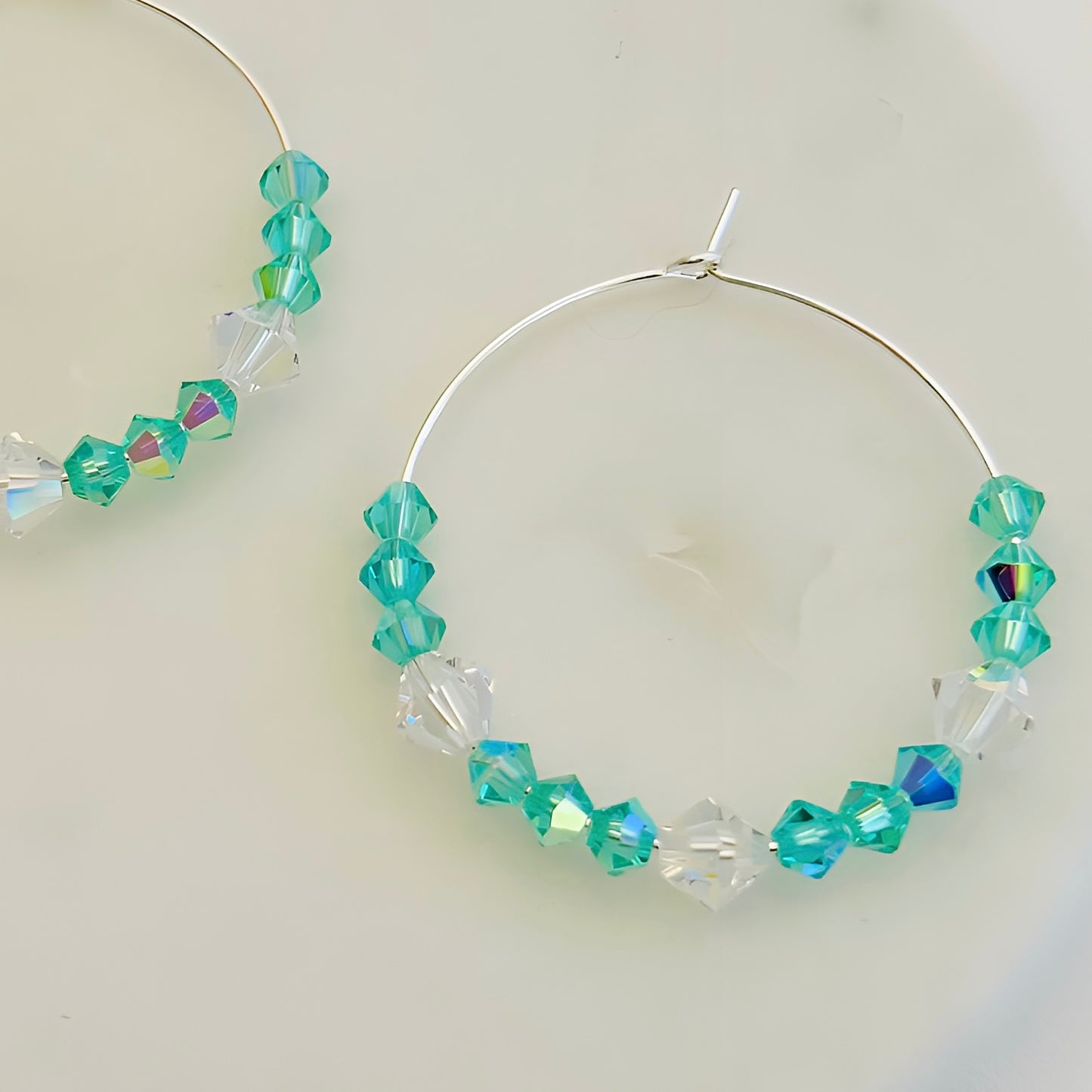 Silver Plated Hoop Earrings With Premium Crystals Statement Jewelry