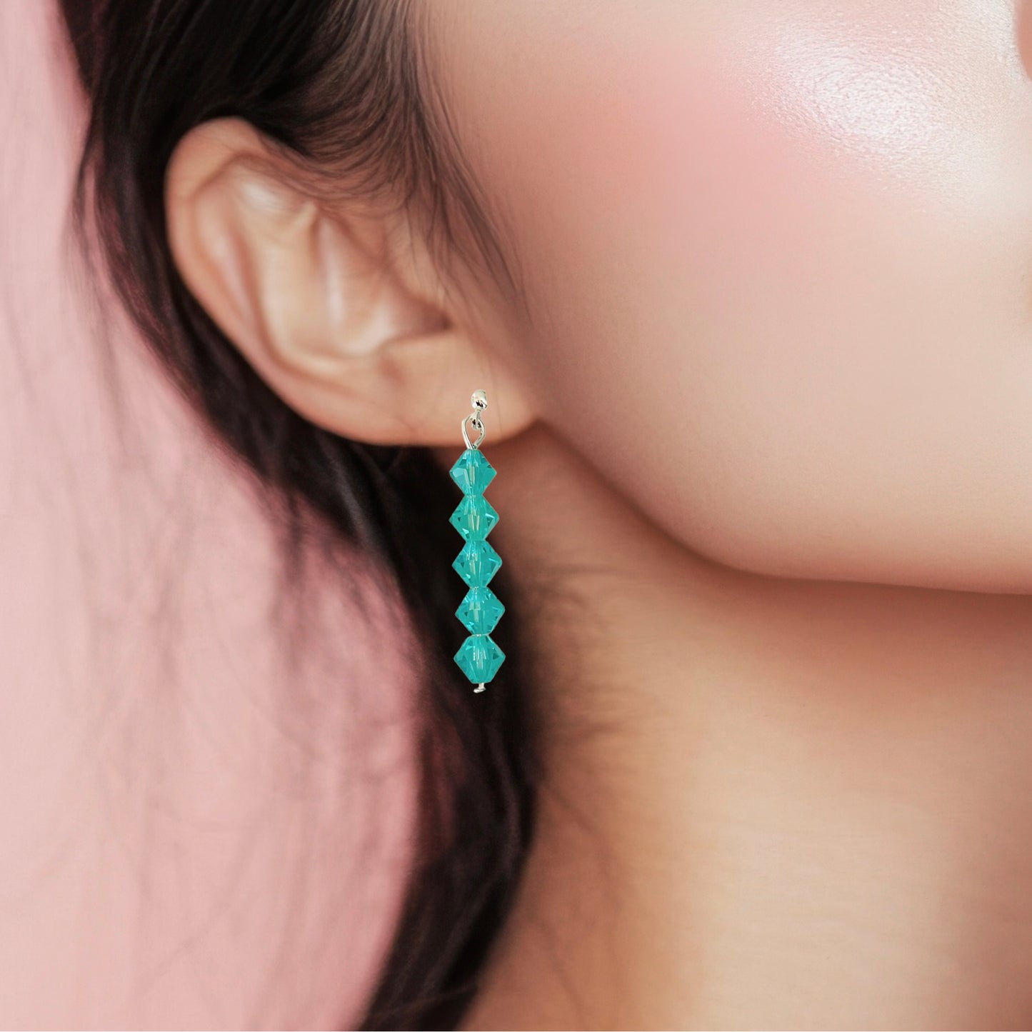 Beaded Dangle Earrings With Silver Post Statement Design
