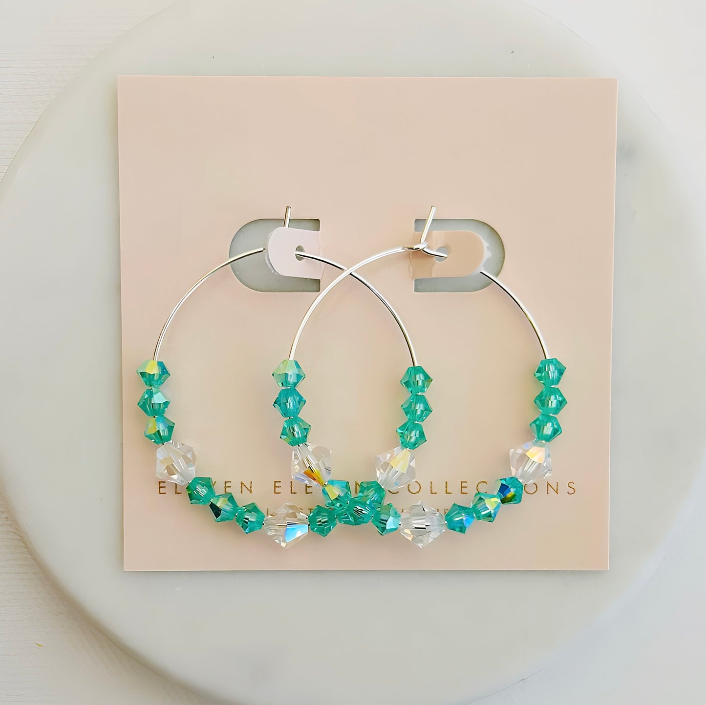 Silver Plated Hoop Earrings With Premium Crystals Statement Jewelry