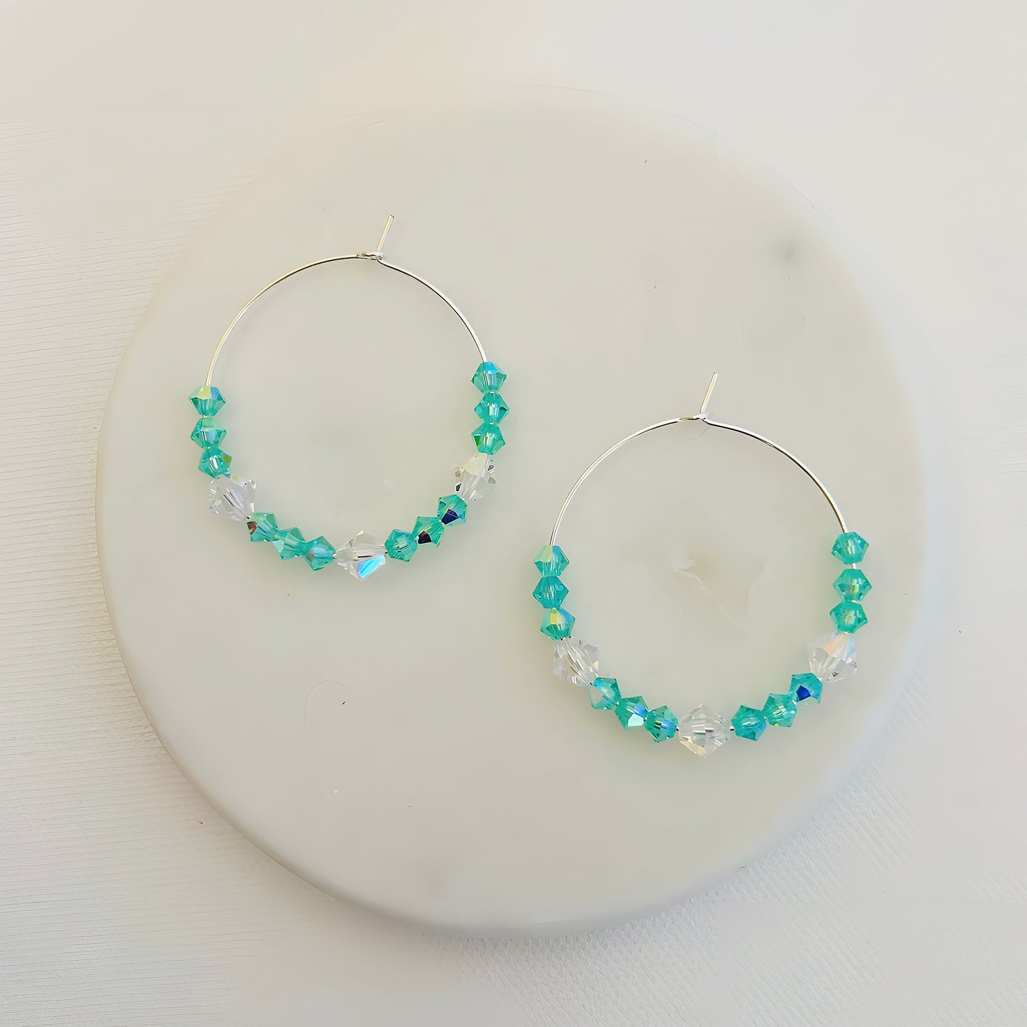 Silver Plated Hoop Earrings With Premium Crystals Statement Jewelry