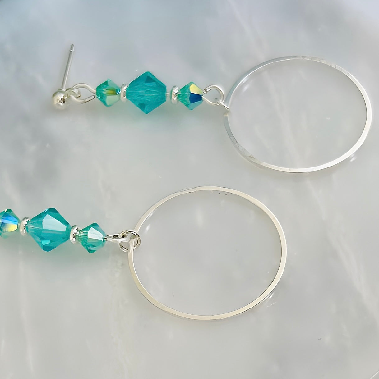 Silver Hoop Earrings With Premium Crystals Elegant Dangle Drop Jewelry for Women