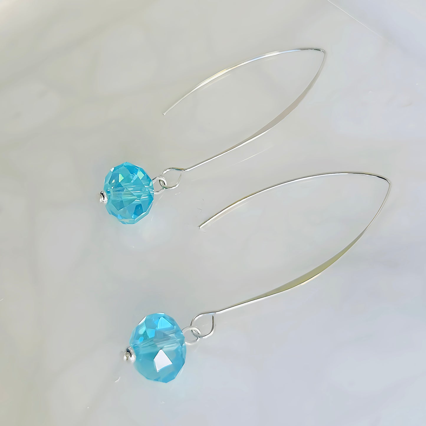Hoop Earrings With Blue Crystal Chic Minimalist Statement Jewelry