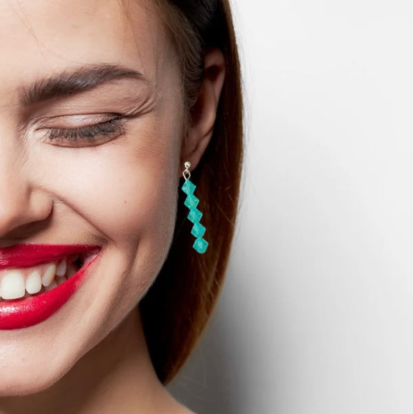 Beaded Dangle Earrings With Silver Post Statement Design