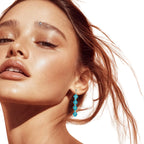 Dangle Silver Drop Earrings With Blue Crystals