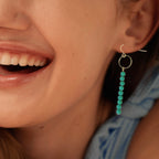 Gold Filled Beaded Dangle Earrings With Natural Quartz Stone