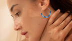 Blue Crystal Hoop Earrings Silver Plated Handmade Statement Jewelry