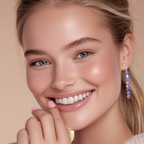 Delicate Purple Crystal Beaded Dangle Earrings