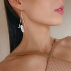 Handmade Titanium Coated Crystal Triangle Drop Earrings Geometric Statement Jewelry