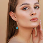 Hoop Earrings With Blue Crystal Chic Minimalist Statement Jewelry