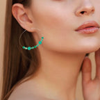 Natural Quartz and Crystal Hoop Earrings With Silver Boho Gemstone Design