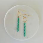 Gold Filled Beaded Dangle Earrings With Natural Quartz Stone