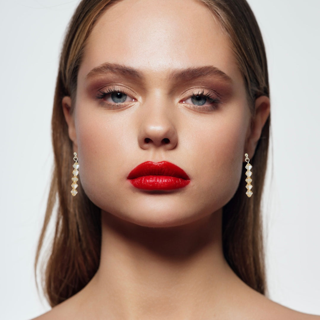 Elegant Handmade Crystal Drop Earrings With Beaded Dangles