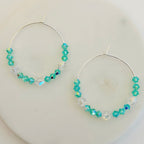 Silver Plated Hoop Earrings With Premium Crystals  Statement Jewelry