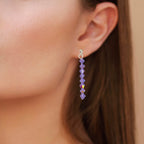 Delicate Purple Crystal Beaded Dangle Earrings