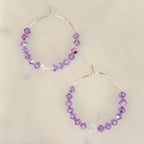 Lavender Crystal Hoop Earrings Handmade Lightweight Jewelry