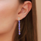 Delicate Purple Crystal Beaded Dangle Earrings