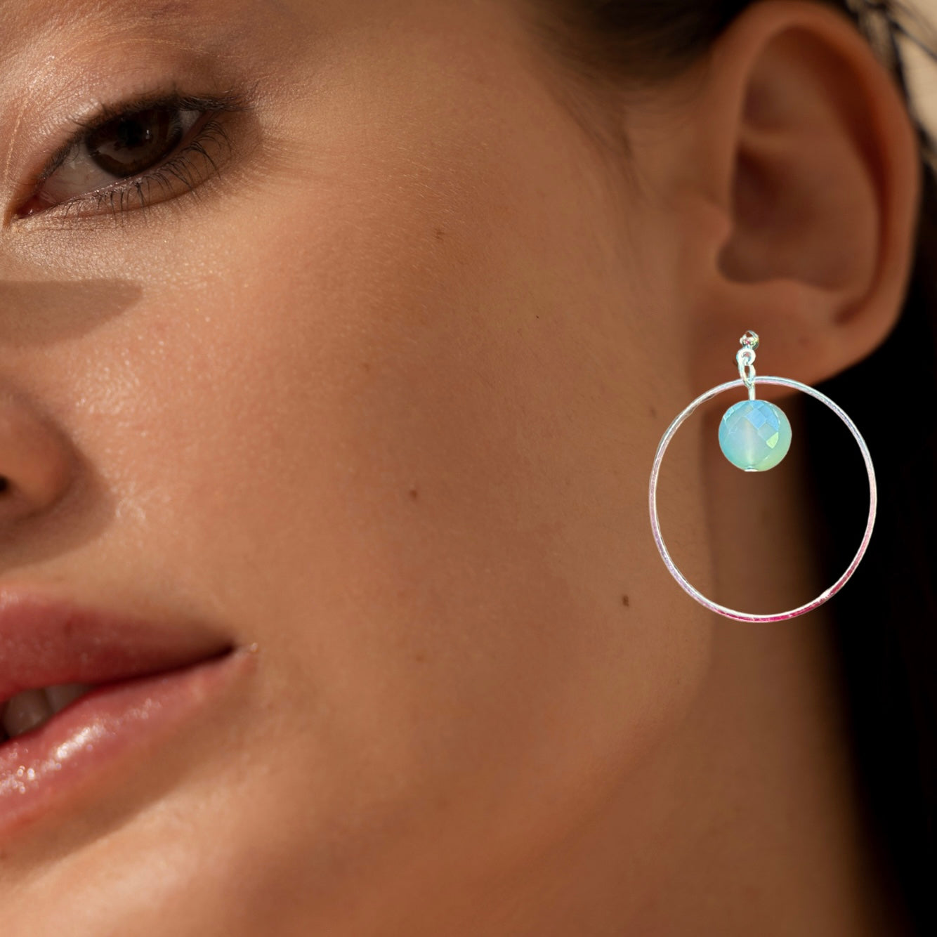 Alluring Natural Dyed Agate Hoop Earrings