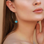 Hoop Earrings With Blue Crystal Chic Minimalist Statement Jewelry