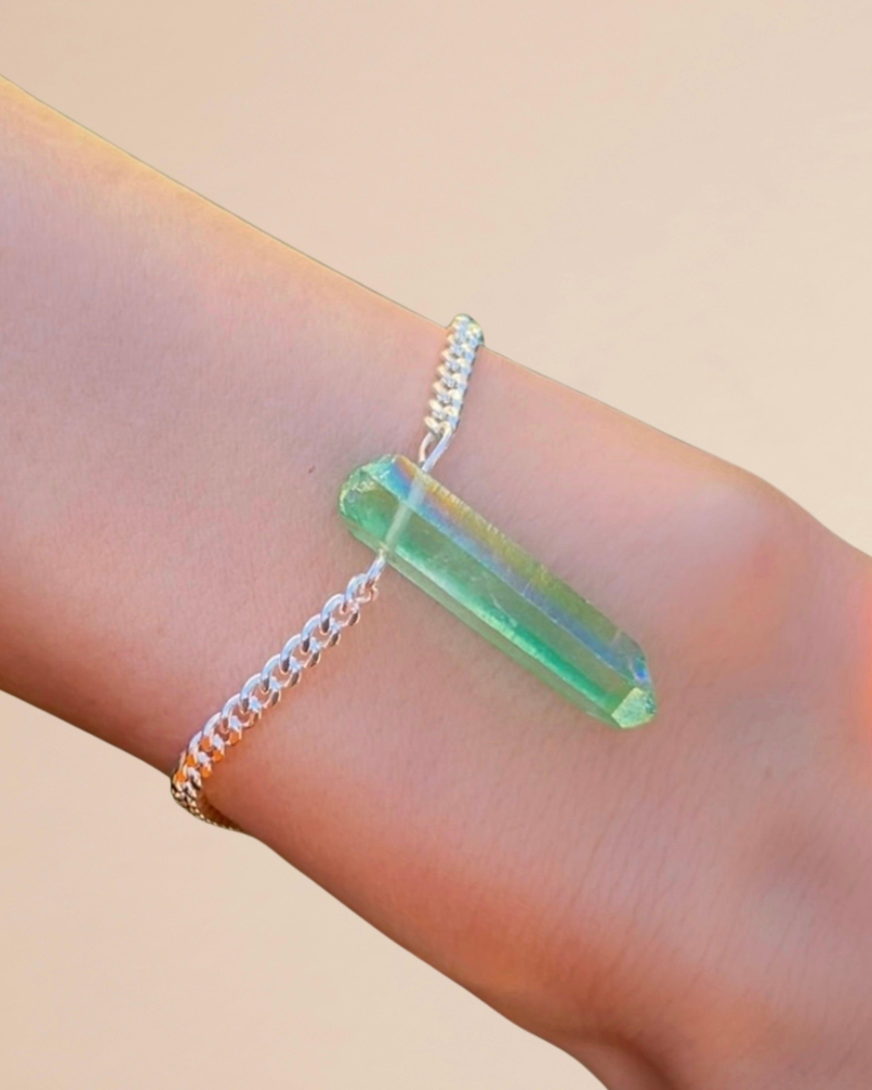 Titanium Coated Natural Quartz Adjustable Bracelet