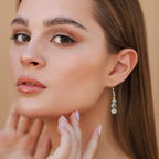 Natural Amazonite Stone Dangle Drop Earrings With Silver Boho Style