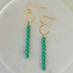 Gold Filled Beaded Dangle Earrings With Natural Quartz Stone