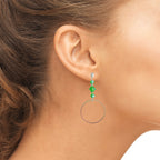Lightweight Green Crystal Hoop Earrings With Silver Finish
