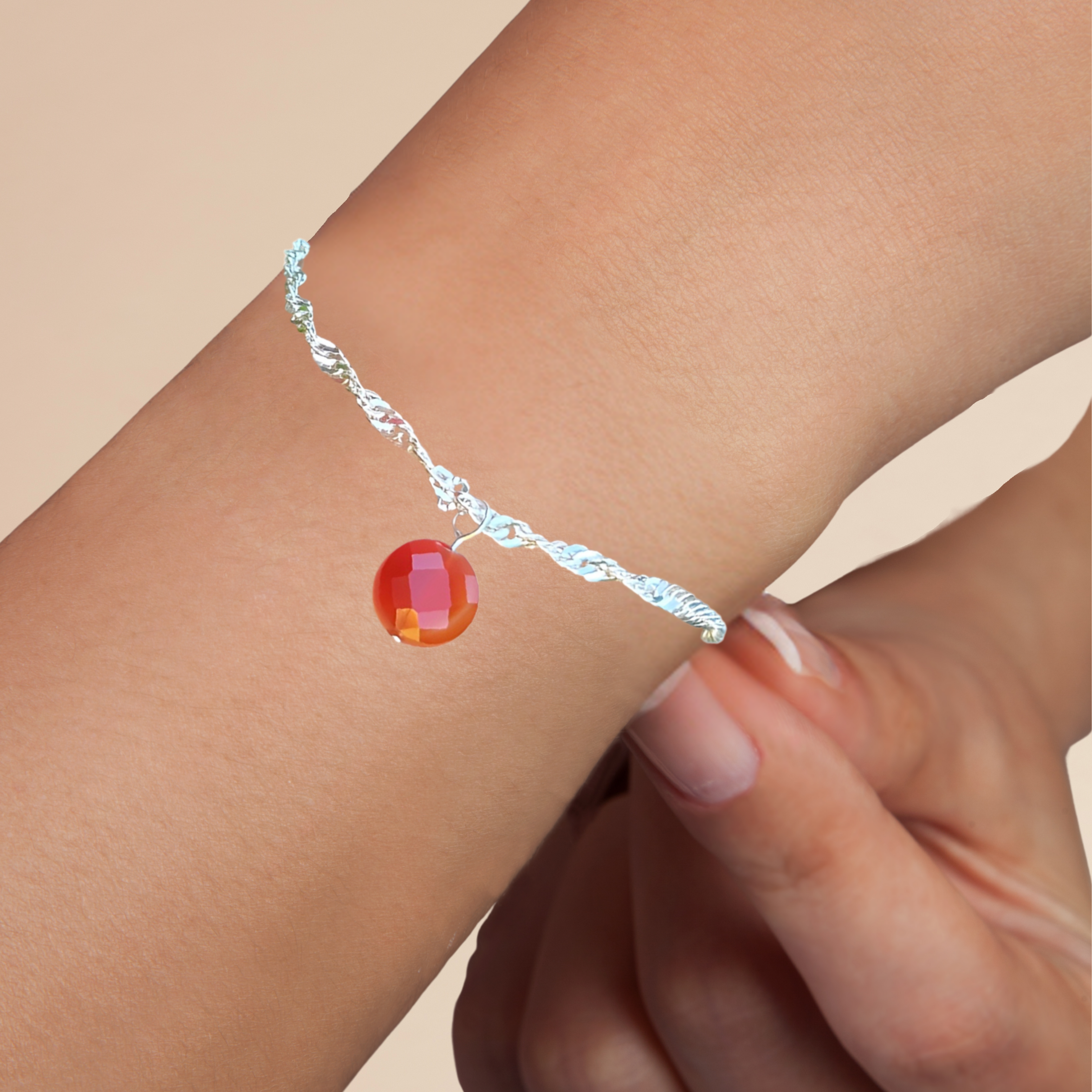 Adorned Natural Dyed Agate Stone Adjustable Bracelet