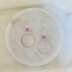 Small Purple Amethyst Hoop Dangle Earrings Handmade Lightweight Jewelry