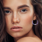 Brilliant Lavender Crystal Hoop Earrings Handmade Lightweight Jewelry