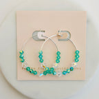 Silver Plated Hoop Earrings With Premium Crystals  Statement Jewelry