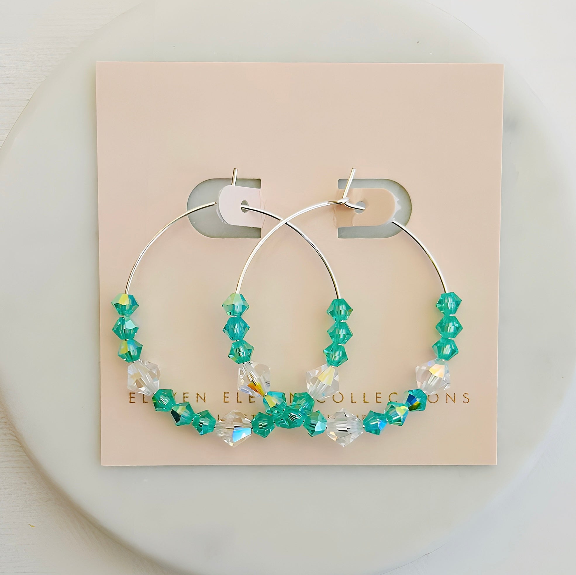 Silver Plated Hoop Earrings With Premium Crystals  Statement Jewelry