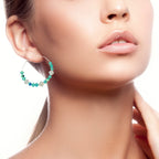 Silver Plated Hoop Earrings With Premium Crystals  Statement Jewelry