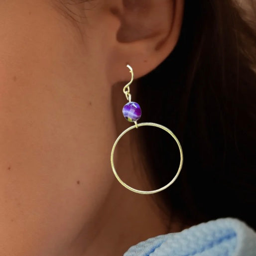 A Pair of 14K Gold Filled Natural Agate Earrings