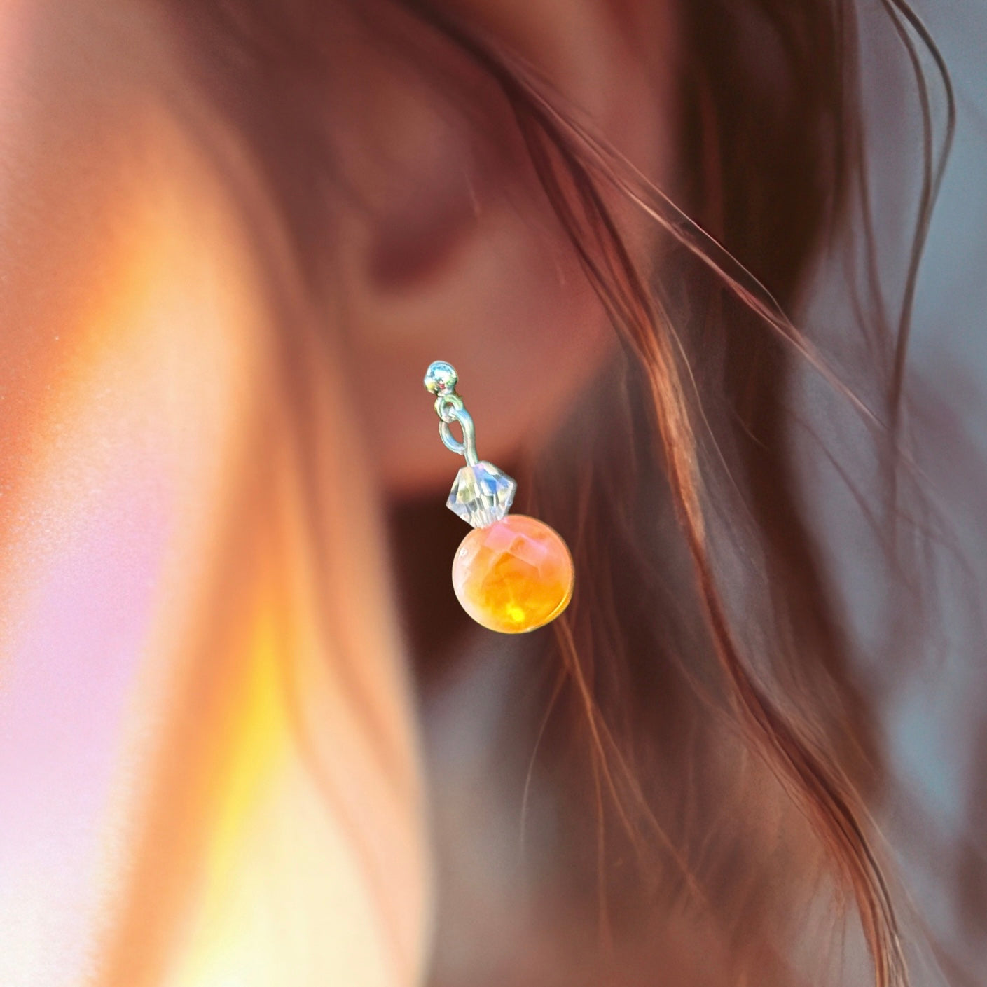Aesthetic Natural Dyed Agate Dangle Earrings