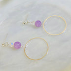 Small Purple Amethyst Hoop Dangle Earrings Handmade Lightweight Jewelry