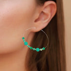 Natural Quartz and Crystal Hoop Earrings With Silver Boho Gemstone Design