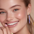 Delicate Purple Crystal Beaded Dangle Earrings