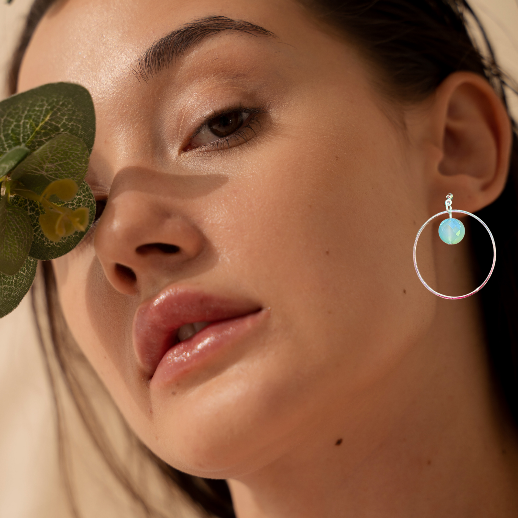 Alluring Natural Dyed Agate Hoop Earrings