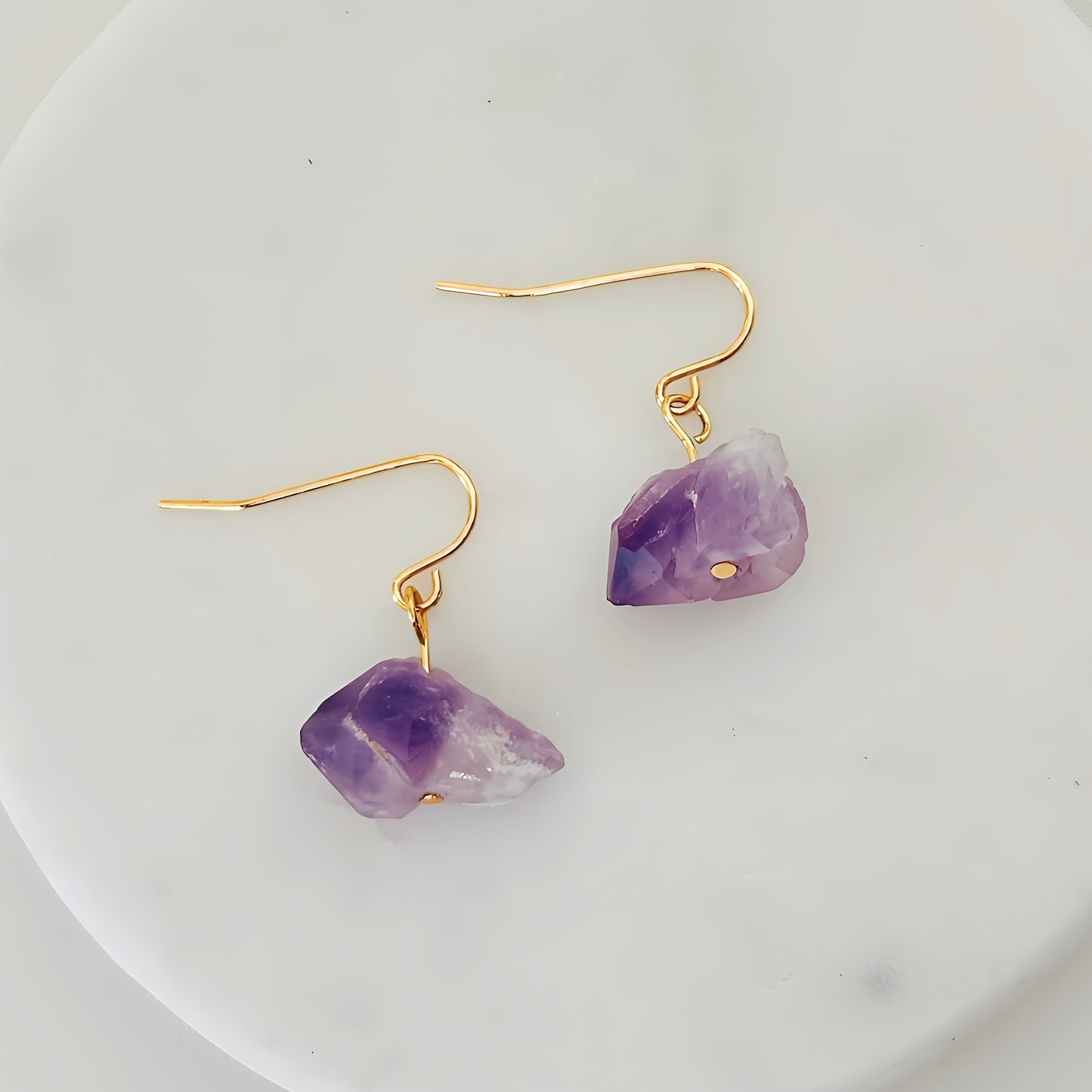 Natural Amethyst 14K Gold Filled Boho Gemstone Dangle Earrings