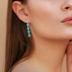 Dangle Silver Drop Earrings With Blue Crystals