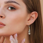 Natural Amazonite Stone Dangle Drop Earrings With Silver Boho Style