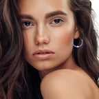 Brilliant Lavender Crystal Hoop Earrings Handmade Lightweight Jewelry