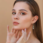 Natural Amazonite Stone Dangle Drop Earrings With Silver Boho Style