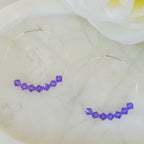 Purple Crystal Hoop Earrings With Silver Plated Boho Statement Style