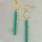 Gold Filled Beaded Dangle Earrings With Natural Quartz Stone