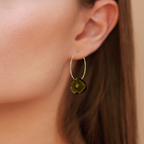 Champagne Crystal Hoop Earrings Lightweight Wire Handmade Statement Jewelry