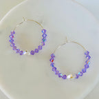 Brilliant Lavender Crystal Hoop Earrings Handmade Lightweight Jewelry
