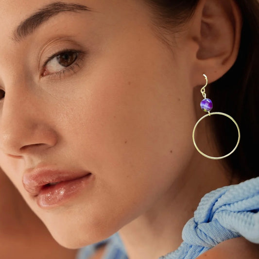 14K Gold Filled Natural Agate Earrings