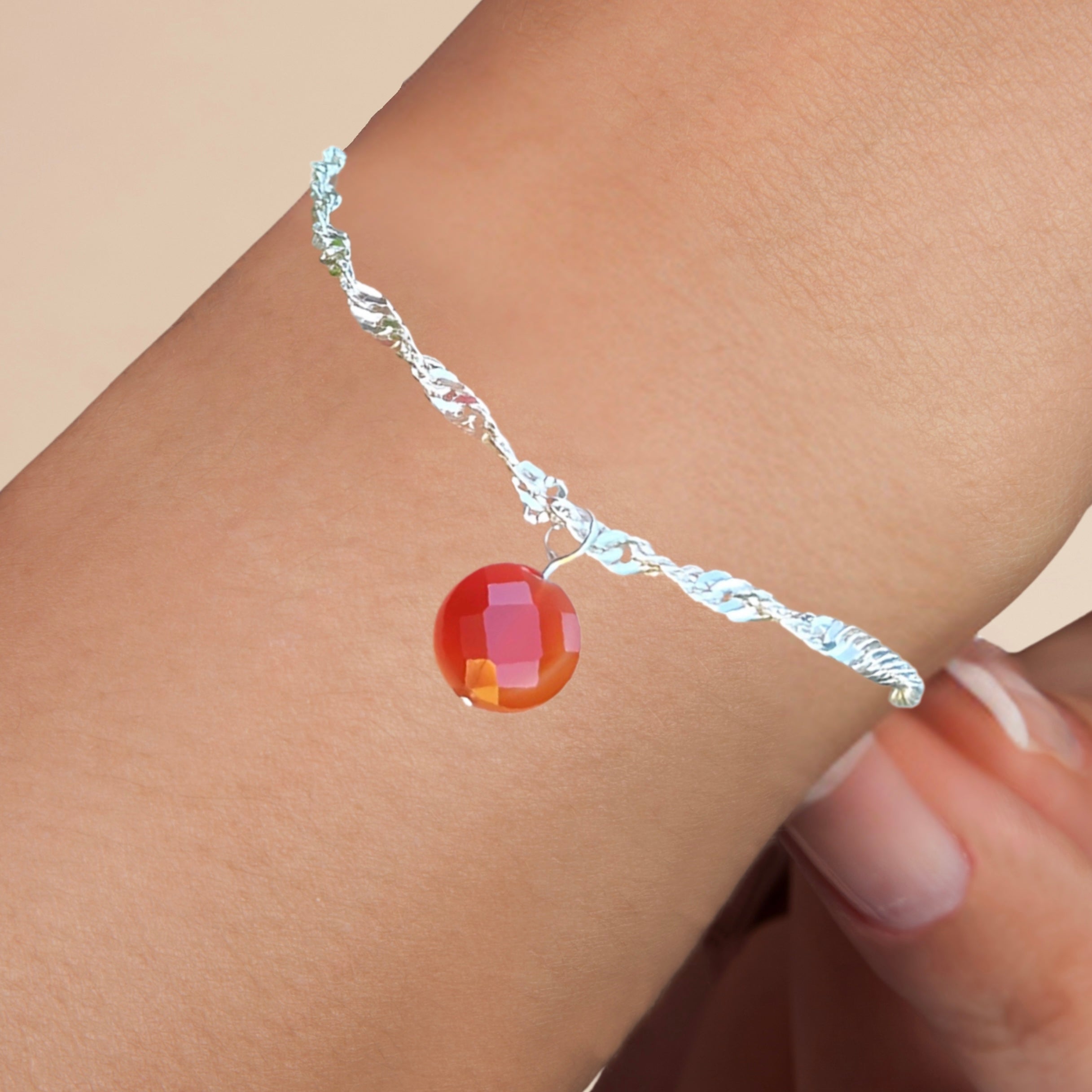 Adorned Natural Dyed Agate Stone Adjustable Bracelet