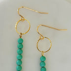 Gold Filled Beaded Dangle Earrings With Natural Quartz Stone